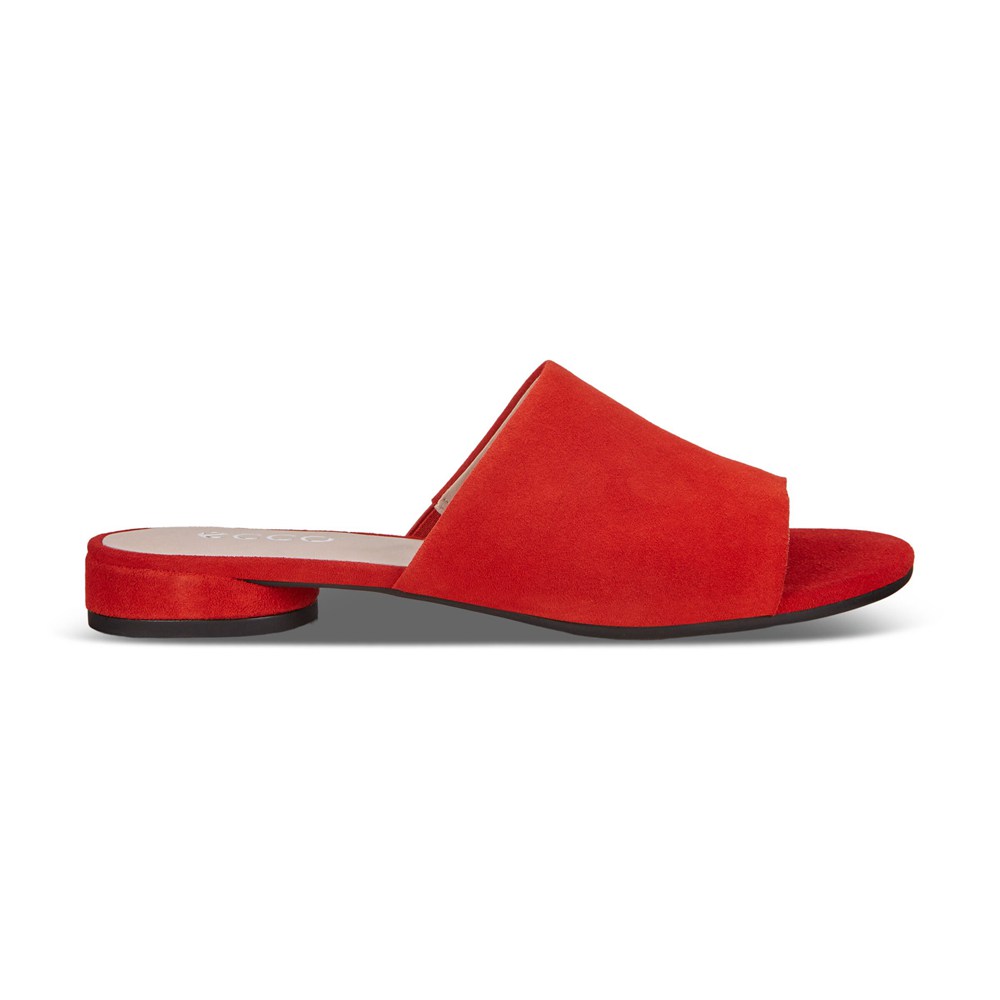 Womens Slides - ECCO Flat Sandals Ii - Red - 0817RQSVA